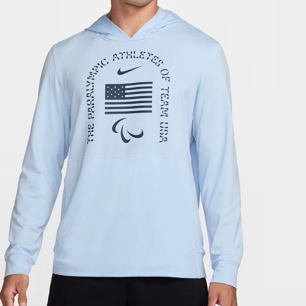Nike Team USA Restore Men’s Dri-FIT Yoga Lightweight Hoodie Light Blue Size L